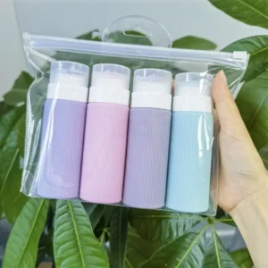 Lot de 4 flacons de voyage en silicone 100 ml, sans BPA