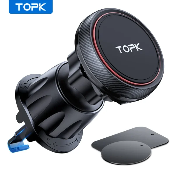 Support téléphone magnétique de voiture TOPK, fixation grille d'aération
